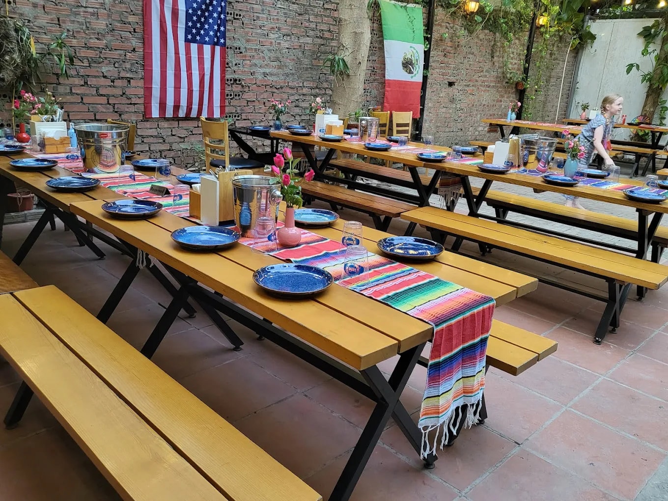 Outdoor seating suitable for families and groups of friends gathering